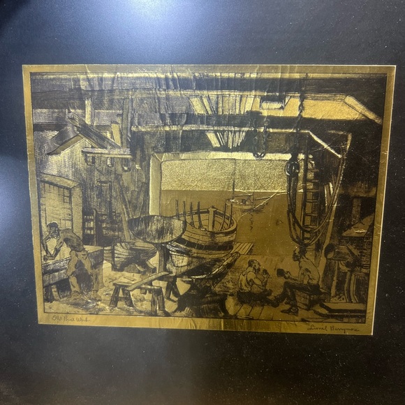 Set of 4 Vintage Framed Gold Foil Etching Art Prints by Lionel Barrymore 15x16.5 - Picture 6 of 8